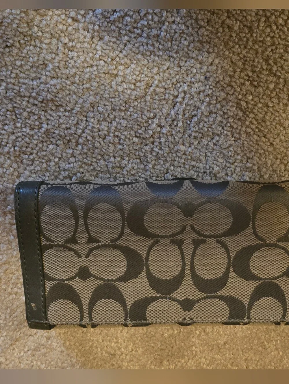 Coach Grey Signature Canvas Buckle Clutch Wallet